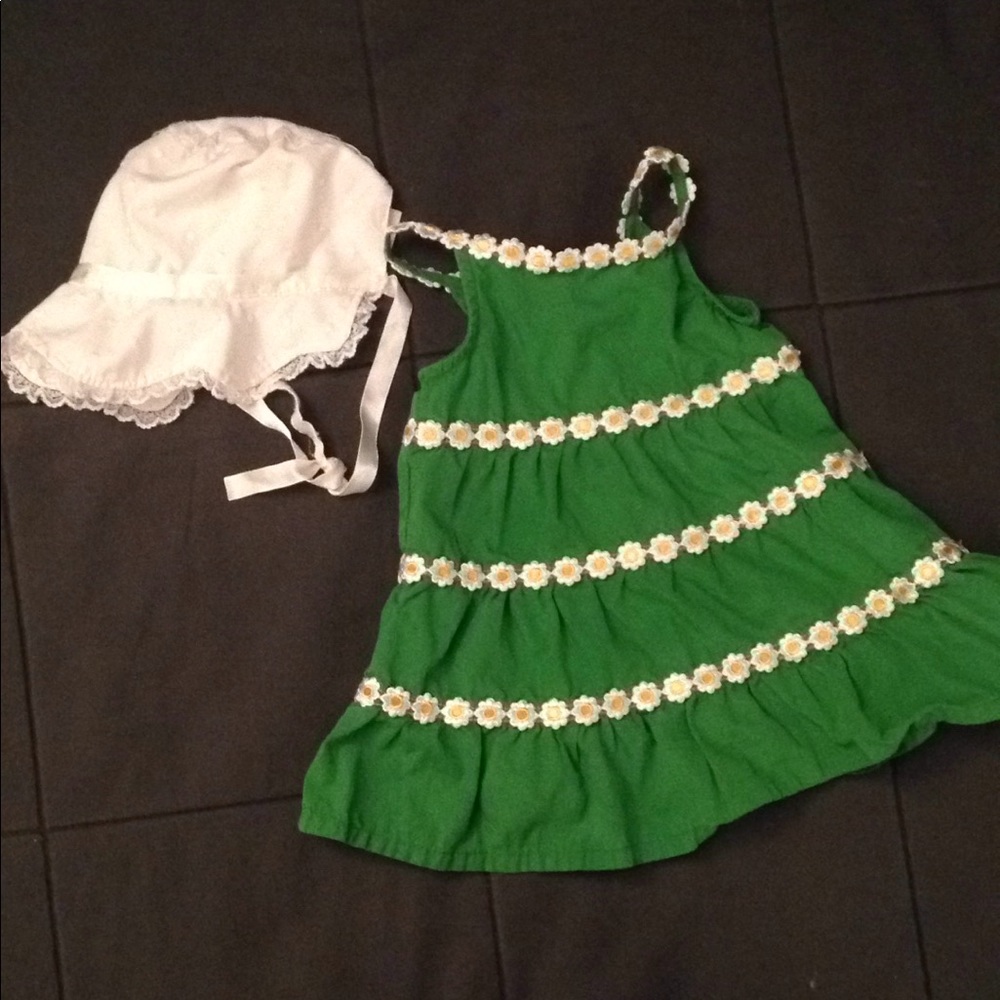 3-6 month girls sundress and sunbonnet
